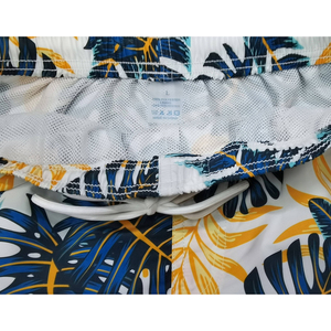 Short de bain décontracté pour homme à imprimé feuilles tropicales, séchage rapide, avec cordon de serrage, longueur courte, taille mi-haute, en polyester - Product Image 3