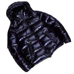 Custom Manufacturer Brand Shiny Puffer Jacket Winter <b>Padded</b> <b>Coat</b> Bubble <b>Coat</b> Unisex Zip up Outdoor Black Windbreaker Down Jacket - Product Image 3