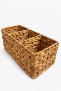 SEKAT 3 Handwoven Water Hyacinth Storage <b>Basket</b> With Compartments Natural Organizer Box Multipurpose Desk Organizer Home Decor - Product Image 2
