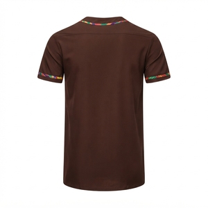 Camiseta de Béisbol Marrón para Hombre, Manga Corta, Cierre de Botones, Estampado Sublimado, Absorbe la Humedad, Ropa Deportiva, Corte Regular - Product Image 2