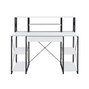 Black One-Drawer Writing <b>Desk</b> with 8 Open Compartment for <b>Computer</b> Use - Product Image 4