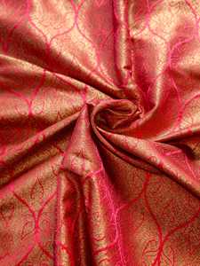Tissu en polyester tissé, satin floral, tissu à motifs or rose pour vêtements, ameublement, décoration - Product Image 1