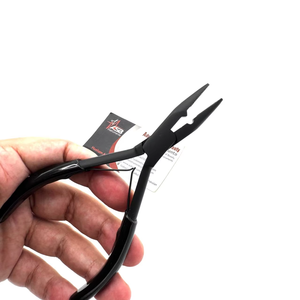 Pince à extensions capillaires noires en métal pour micro-perles, outil de pose et de retrait, pince à bec effilé en acier inoxydable avec logo personnalisé - Product Image 6