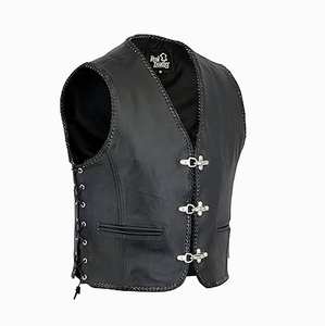 Gilet de motard en cuir noir pour homme, style club, du S au 3XL - Product Image 1