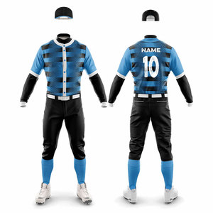 Customized Training Sportswear Athletic Uniform <b>Baseball</b> Trendy Kits Button Up Jersey with Compression Pants 100% Polyester - Product Image 1
