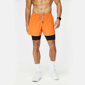 Shorts de sport 2-en-1 pour homme avec logo personnalisé, taille élastique, coupe ajustée pour le basketball, respirant, course à pied, fitness, 100% polyester - Product Image 6