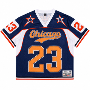 Maillot de football rétro personnalisé OEM, maillot de sport en mesh surdimensionné, maillot de football américain vintage, streetwear - Product Image 4