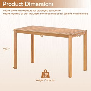 Tavolo da Pranzo da Esterno in Legno di Acacia con Piano a Doghe per 4-6 Persone - Product Image 5
