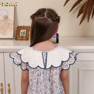 Filles ECO Smocked A-ligne Robe avec Accents de Dentelle ODM OEM Vente en Gros Fille Robe Vêtements-DR4404 - Product Image 6