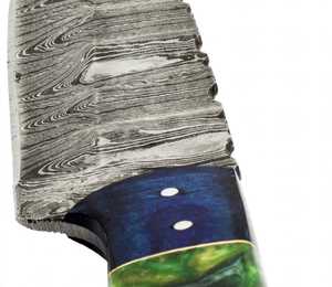 Couteau utilitaire artisanal en acier Damas avec manche en bois de résine segmenté - Product Image 4