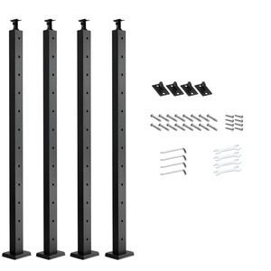Set di 4 Pali per Ringhiera in Acciaio Inox 42x2x2 con Fori Orizzontali Pre-Forati per Ringhiere da Terrazza - Product Image 1