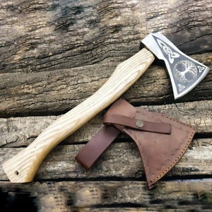 Burraq 16" Custom Handmade Carbon Steel Tomahawk Splitting <b>Axe</b> Rosewood Handle Leather <b>Camping</b> Hunting Outdoor DIY Industrial - Product Image 4