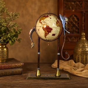 Globe terrestre décoratif en métal fait main avec finition antique, en forme d'éléphant, artisanat indien traditionnel, décoration de salon - Product Image 2