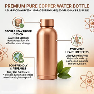 Bouteille d'eau en cuivre pur de qualité supérieure, anti-fuite, pour stockage ayurvédique et boissons |   Bouteille de santé réutilisable et écologique pour un usage quotidien - Product Image 5