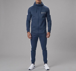 Hawk Eye Sports <b>Men's</b> Slim Fabric Fleece 300g Winter <b>Pullover</b> Hoodie Full-Length Button-Up Tracksuit Set Breathable - Product Image 4