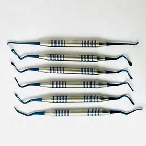 Kit de 6 Curettes Dentaires Manuelles en Acier Inoxydable Revêtu de Titane, Double Embout, Précision par Grip, pour Composite et Chirurgie - Product Image 1