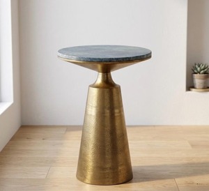 Mesa de Centro de Mármol con Base de Latón de Calidad Garantizada, Diseño Contemporáneo, Muebles para Sala de Estar, Estructura Metálica Hecha a Mano - Product Image 3