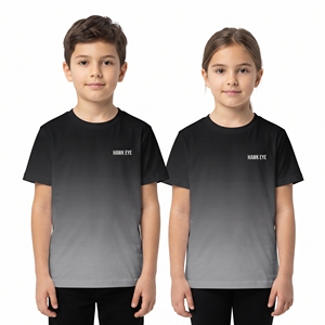 T-shirts décontractés à col rond unisexe pour enfants, sublimation, dégradé bicolore, manches courtes, pour garçons et filles, vêtements décontractés personnalisés OEM - Product Image 1