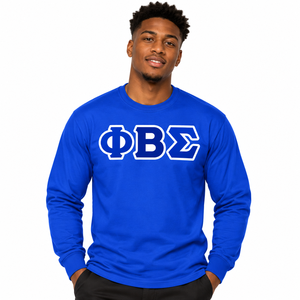 เสื้อเชิ้ตแขนยาวคอกลมสีน้ำเงินรอยัลสำหรับผู้ชายของ Phi Beta Sigma ลายตัวอักษรกรีก เสื้อพูลโอเวอร์ลำลองสำหรับชมรมนักศึกษา องค์กรวิทยาลัย - Product Image 1