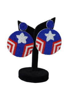 Perfect Beaded Star Drop <b>Earrings</b> Independence Day Patriotic <b>Red</b> White Blue Statement Dangle <b>Earring</b> for Women Statement Jewelry - Product Image 3