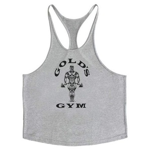 Débardeur de sport Gold's Gym pour homme, en coton, dos nageur, dos en Y, sans manches, avec logo imprimé sur le devant, pour entraînement et musculation, vente en gros - Product Image 1