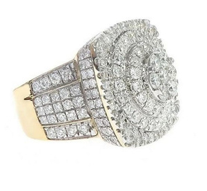 Handmade Hip Hop Engagement Wedding <b>Ring</b> <b>CZ</b>/Moissanite Diamond 925 Sterling Silver Rhodium Plated Cluster Design Prong Setting - Product Image 5