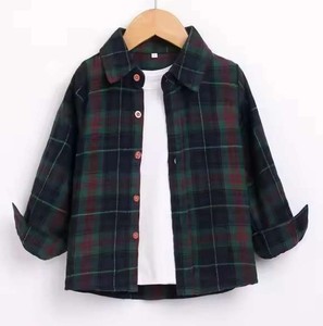 Chemise à carreaux à manches longues pour garçons, 100% coton, décontractée, haut pour enfants, printemps-automne - Product Image 3