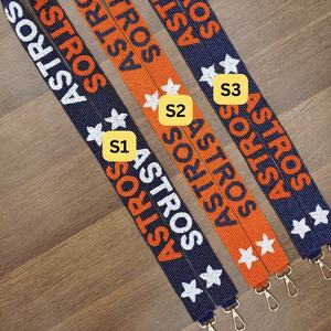 CRYSTAL <b>CRAFT</b> Astros Star Custom Team Handmade Beaded Bag Strap Embroidery Work Glass Seed Bead Crossbody Shoulder Belt - Product Image 1