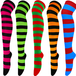 Men's Striped Knee High <b>Socks</b> Spandex Polyester Breathable Knitted Summer Wear - Product Image 6
