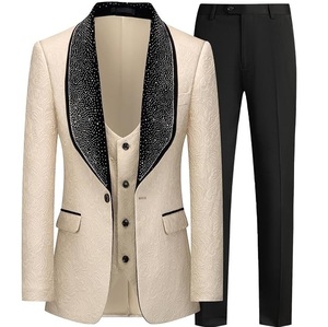 Traje de Hombre con Lentejuelas y Pedrería Negra, Bordado Floral, Pantalón y Chaqueta de Esmoquin, Vestido Formal para Boda, Traje de Novio - Product Image 2
