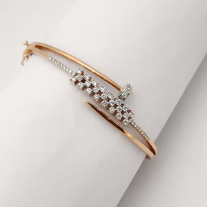 Namivaa 14ct Rose Gold Diamond Nail Design Open <b>Bangle</b> <b>Bracelet</b> Women Trendy Minimalist Style Fine Jewelry Wedding Party Gift - Product Image 1