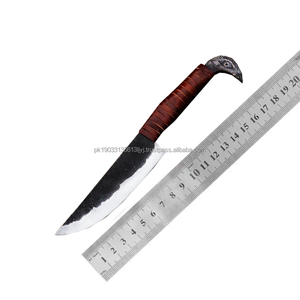Couteau Viking en acier au carbone fait main personnalisé avec manche forgé à la main et gaine en cuir fin Couteau médiéval forgé - Product Image 3