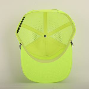 Gorra Deportiva Unisex de Seis Paneles, Perforada, Impermeable, con Corte Láser, Ajustable, Transpirable, con Letras, para Exteriores, para Adultos, para las Cuatro Estaciones, Lavada, en Verde Neón - Product Image 4
