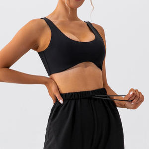 OEM Women Seamless Yoga Crop Ribbed Knit Sports Bra for Studio Training Wholesale - Product Image 6