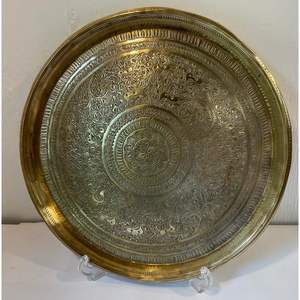 Bandeja tradicional india de latón para servir té, café, bocadillos y bebidas, bandeja decorativa de latón para mesa de comedor, hogar y cocina. - Product Image 1