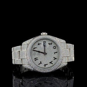 Latest <b>Sport</b> Fashion Hip Hop Shape VVS Quality Moissanite Quartz <b>Watch</b> Automatic Date Feature Stainless Steel Glass Dial - Product Image 1