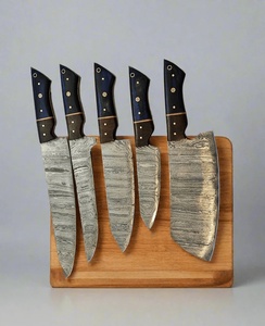 5 PCS Handmade Damascus Steel Chef <b>Knife</b> Set Premium Eco-Friendly Ambidextrous <b>Kitchen</b> <b>Knife</b> Set Wood Handles OEM Wholesale - Product Image 4