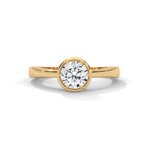 Lab Grown Diamond Engagement <b>Ring</b> Solitaire Oval Cut Gold Band Bezel <b>Set</b> Wedding Jewelry for <b>Women</b> - Product Image 1