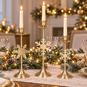 3 Pcs Handmade American Vintage Golden Metal Candle Holder Candlesticks Home <b>Decor</b> Wedding Christmas <b>Valentine</b> <b>Table</b> Centerpiece - Product Image 1