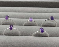 Bague unisexe en laiton plaqué argent 925 avec améthyste naturelle facettée ovale sertie en canal, faite à la main, pierre précieuse violette, bijoux en gros