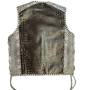 Gilet de motard respirant en polyester/coton brodé, finition vintage, design vieilli, personnalisable, idéal pour l'été - Product Image 6