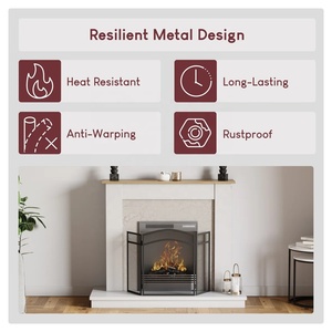 Más Vendido Protector de Chimenea Metálico Arqueado Plegable de Tres Paneles con Malla Fina Antichispas, Protector de Hogar de Acero Independiente - Product Image 5