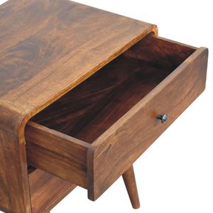 Comodino grande castagno curvo in legno massello mobili artigianali per camera da letto - Product Image 6