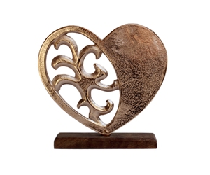 Decoración Navideña de Metal con Forma de Corazón en Base de Madera, Ideal para Regalos, Bodas y Fiestas, un Obsequio Romántico - Product Image 2