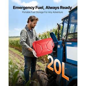 5.3 Gallon <b>Metal</b> Fuel Jerry <b>Can</b> Comfort Handle 6 L/min Max Flow Rate Leakproof Corrosion-Resistant for Cars 2 Packs - Product Image 2