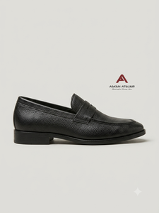 Asken Atelier Men's Premium <b>Black</b> Synthetic Leather Upper Loafers Toe <b>Slip</b>-<b>On</b> Dress Shoes Breathable Durable TPR Outsole - Product Image 3