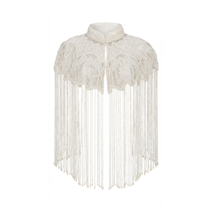 Capa de Hombro Nupcial de Lujo con Perlas de Marfil y Borlas, Chal de Noche con Cuello Alto para Fiesta, Moda Femenina, Capa Ellora 41 - Product Image 1