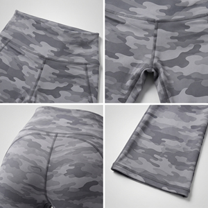Leggings évasés imprimés camouflage pour femmes, pantalons de yoga et de sport tricotés pleine longueur en Spandex et Polyester, style urbain - Product Image 6