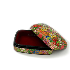 Caja de Papel Maché Tradicional India con Diseño Floral, Duradera, Portátil, Organizador de Joyas - Product Image 1