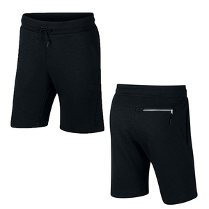 Pantalones Cortos Bermuda de Punto Negros para Hombre, Cintura Media con Cordón Ajustable, Bolsillo con Cremallera, Estilo Casual, Tela de Algodón Transpirable - Product Image 1